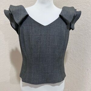 ANTONIO MELANI Gray Flutter Sleeve Blouse